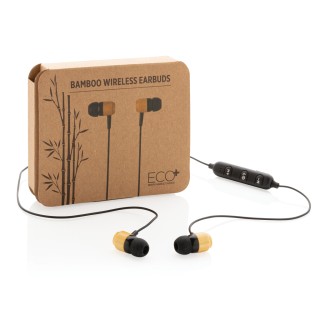 Auriculares publicitarios inalámbricos bambú